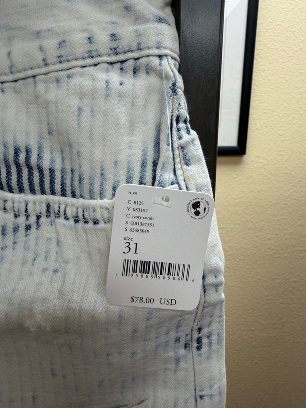 We The Free White Blue Acid-Wash Cutoff Denim Shorts - Picture 2 of 4